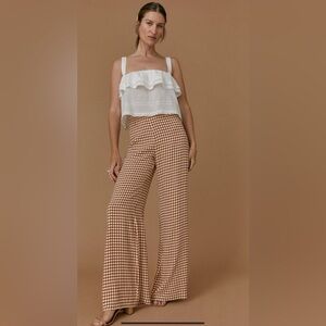 Reformation Sorrenti Wide Leg Pant - Chestnut Check